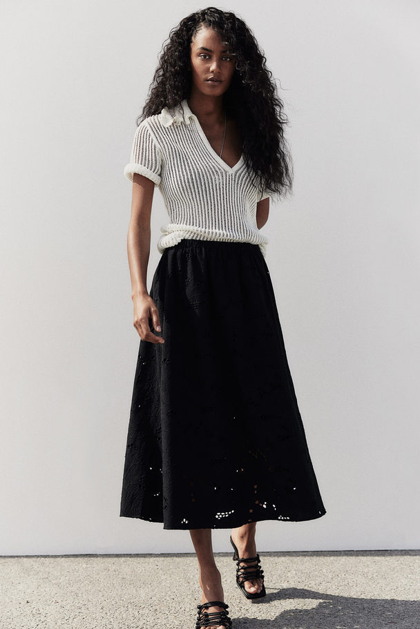 H&M Rock mit Broderie Anglaise Schwarz