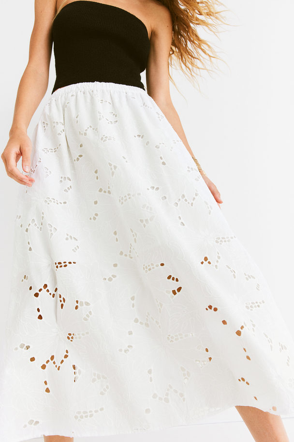 H&M Rok Met Broderie Anglaise Wit