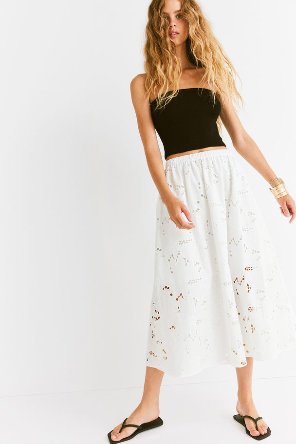 H&M Rok Met Broderie Anglaise Wit