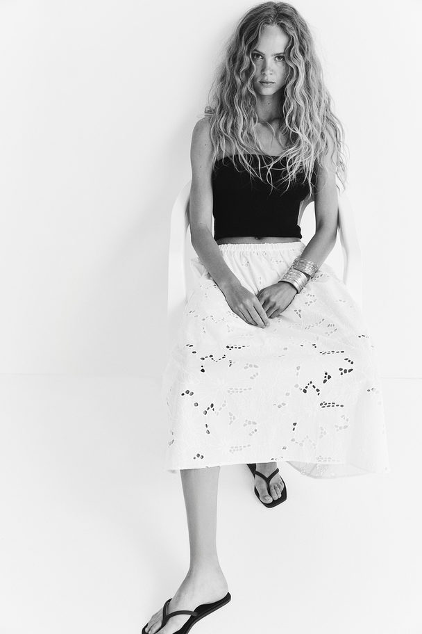 H&M Rok Met Broderie Anglaise Wit