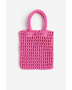 Kleiner Shopper aus Bast Rosa