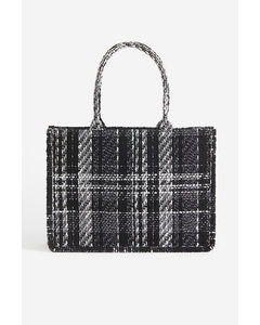 Textured-weave Shopper Black/checked