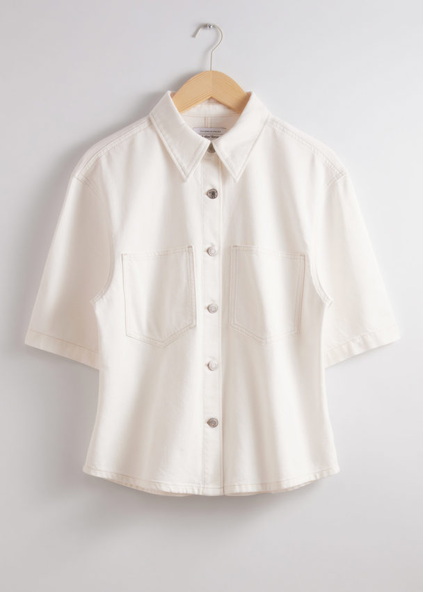 & Other Stories Short-sleeve Denim Shirt Ivory