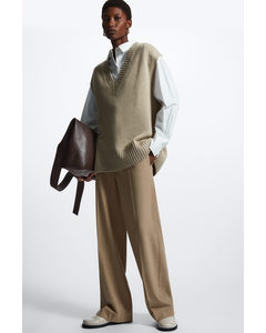 Regular-fit Wool-flannel Trousers Light Beige