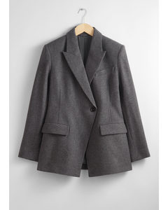 Taillierter asymmetrischer Wollblazer Grau