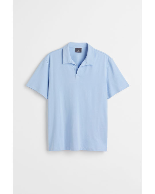 H&M Regular Fit Cotton Polo Shirt Light Blue