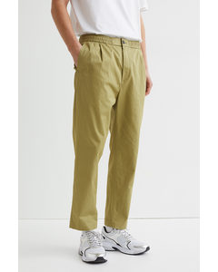 Regular Fit Cropped Joggers Olive Green