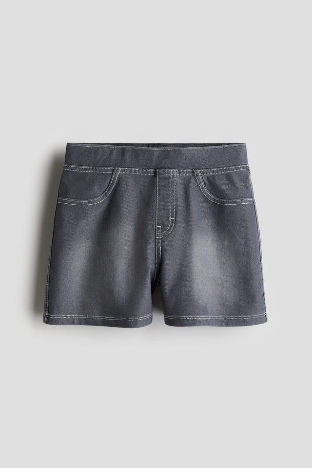 H&M Shorts I Jersey Med Denimlook Mørkegrå
