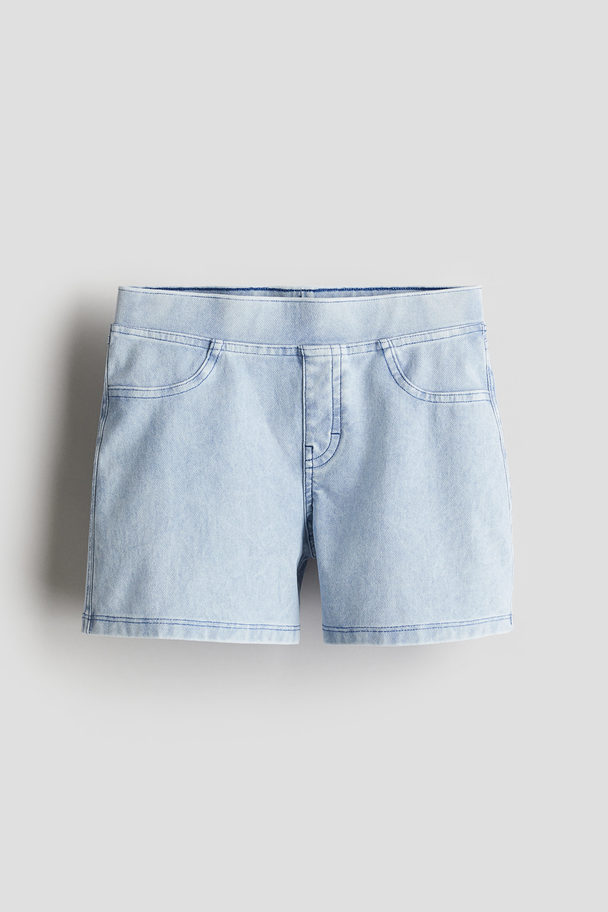 H&M Shorts I Jersey Med Denimlook Lys Denimblå