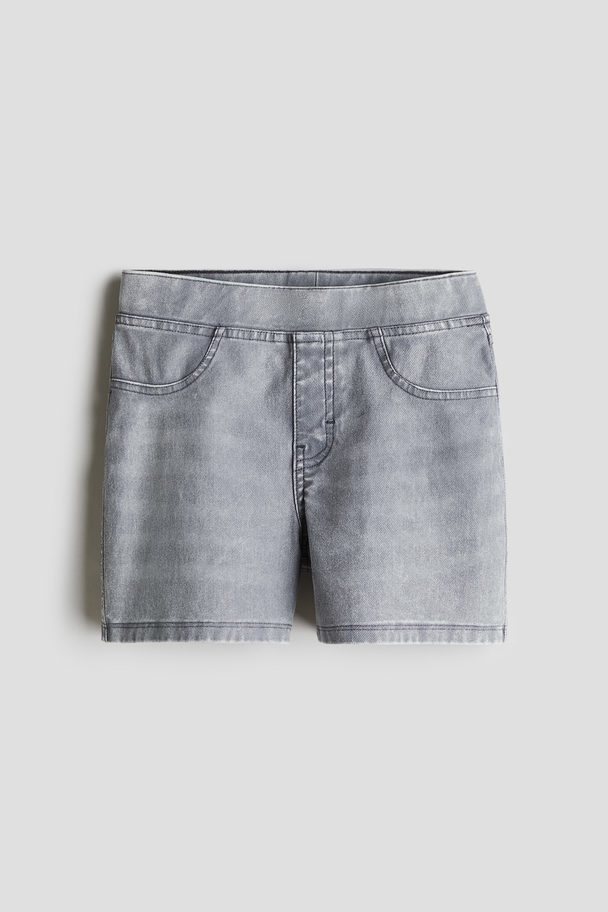 H&M Shorts I Jersey Med Denimlook Lysegrå/sløjfe