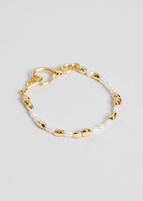 & Other Stories Organic Pearl Hook Bracelet Gold/pearl