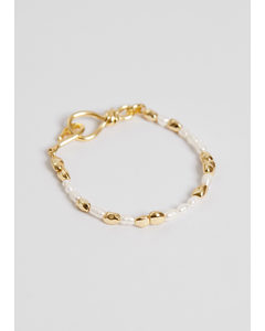 Organic Pearl Hook Bracelet Gold/pearl