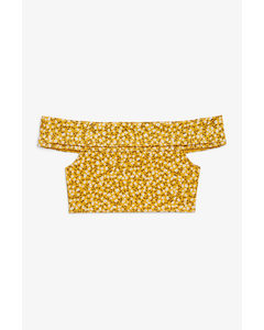 Off-the-shoulder Bikini Top Yellow Floral