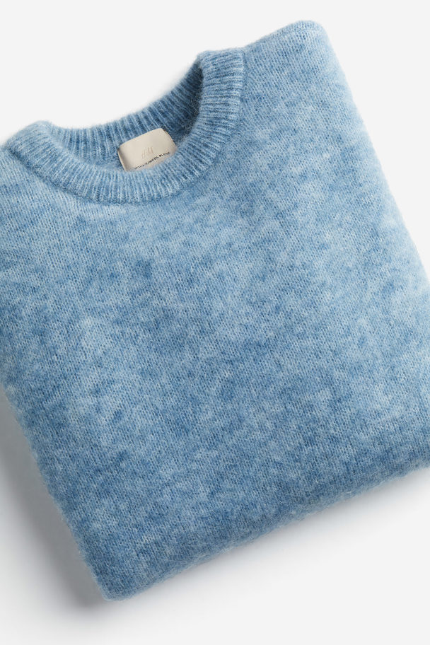 H&M Mohair-blend Knitted Top Blue Marl