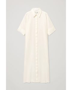 Linen Shirt Dress Off-white