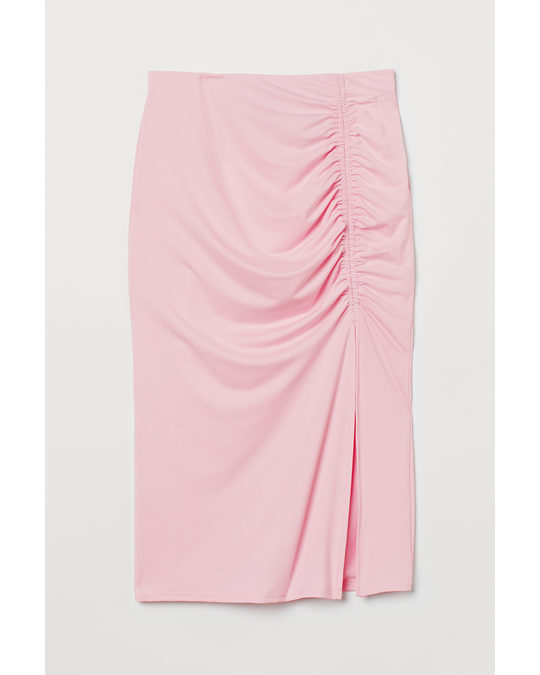 H&M Gathered Jersey Skirt Pink