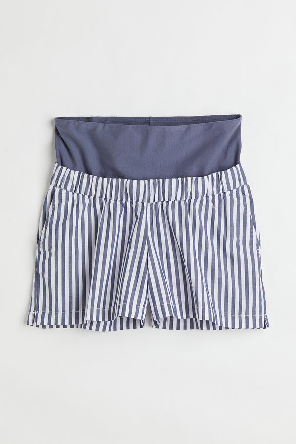 H&M Mama Cotton Shorts Dark Blue/white Striped