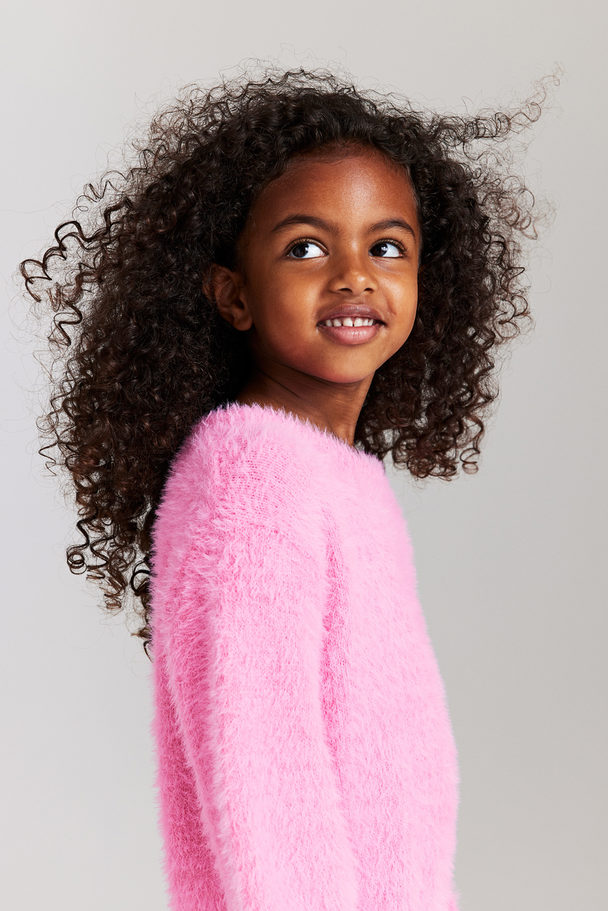 H&M Fluffy-knit Jumper Pink