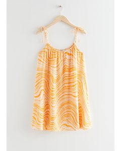 Soepel Vallende Mini-jurk Met Spaghettibandjes Gele Print