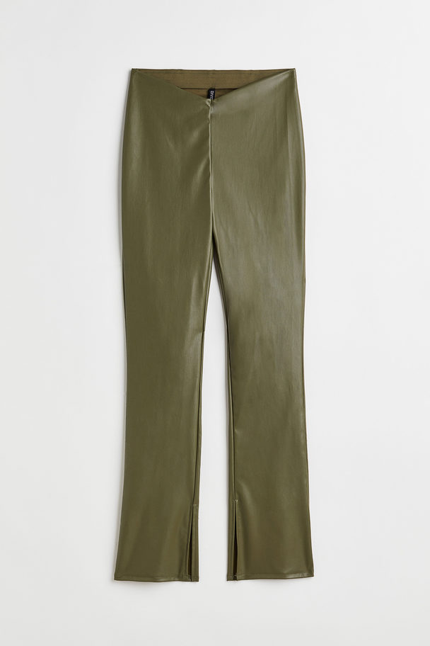 H&M Flared Leggings Dark Khaki Green