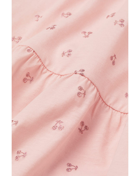 H&M Jersey Dress Light Pink/cherries