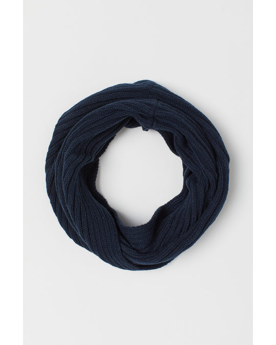 H&M Knitted Tube Scarf Dark Blue