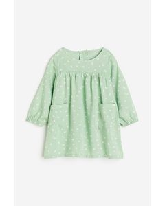 Pocket-detail Dress Light Green/floral