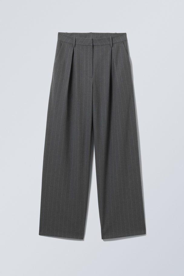 Weekday Zia Suit Trousers Grey Pinstripe