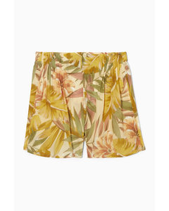 Floral-print Silk Shorts Yellow / Green / Floral Print