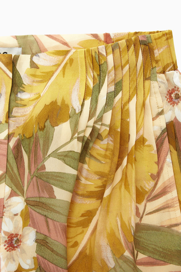 COS Floral-print Silk Shorts Yellow / Green / Floral Print