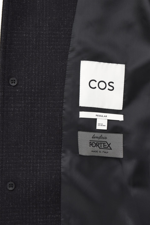 COS Checked Felted-wool Car Coat Navy / Checked