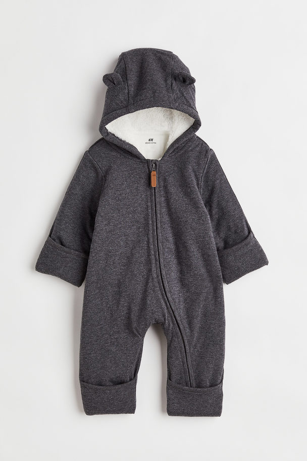 H&M Hooded All-in-one Suit Dark Grey Marl