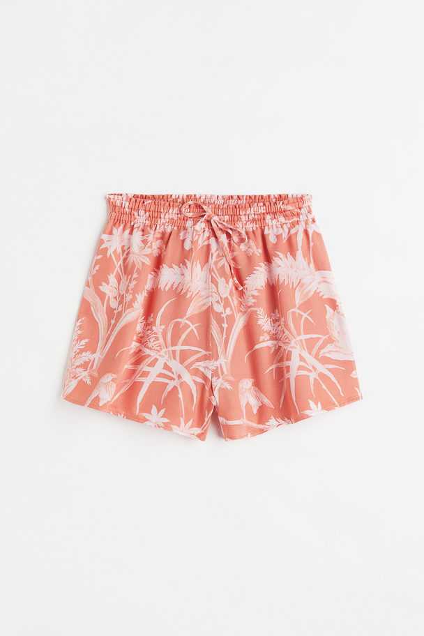 H&M Pull On-shorts I Twill Abrikos/mønstret