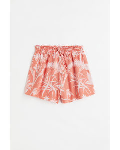 Pull-on Twill Shorts Apricot/patterned