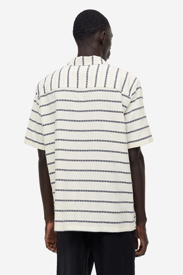 H&M Casual Overhemd - Regular Fit Lichtbeige/gestreept