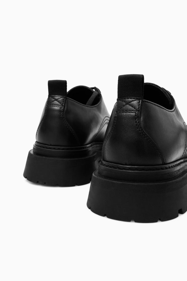 COS Chunky Leather Derby Shoes Black