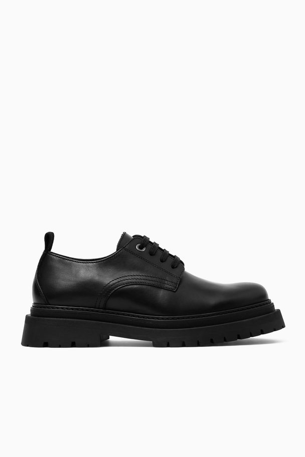 COS Chunky Leather Derby Shoes Black