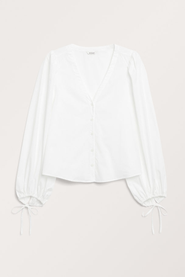 Monki Blouse With Tie Cuff Details White