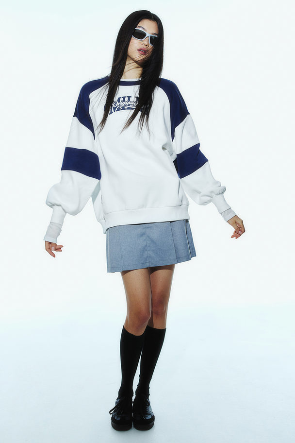 H&M Oversized Sweatshirt Med Tryck Vit/smiley®