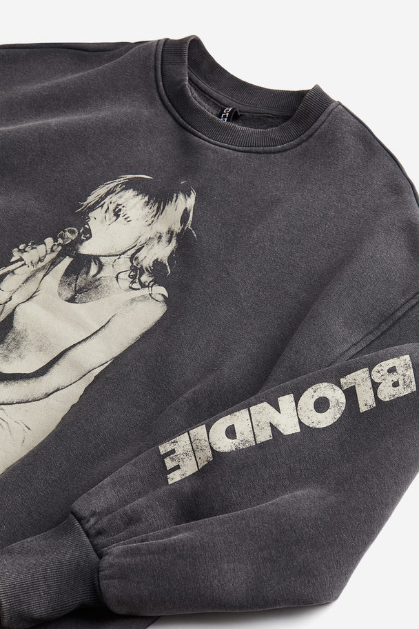 H&M Oversized Printed Sweatshirt Black/blondie
