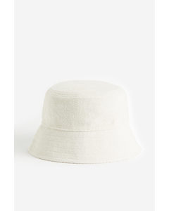 Bucket Hat aus Frottee Cremefarben