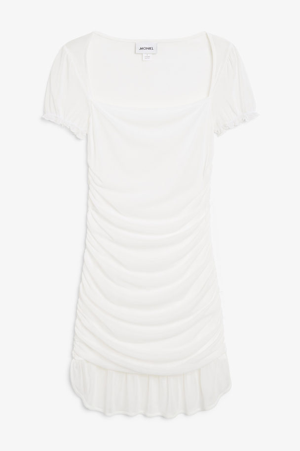 Monki Ruched Mini Dress White