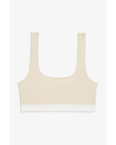Soft Pull-on Bra Beige And White