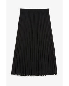 Pleated Midi Skirt Black