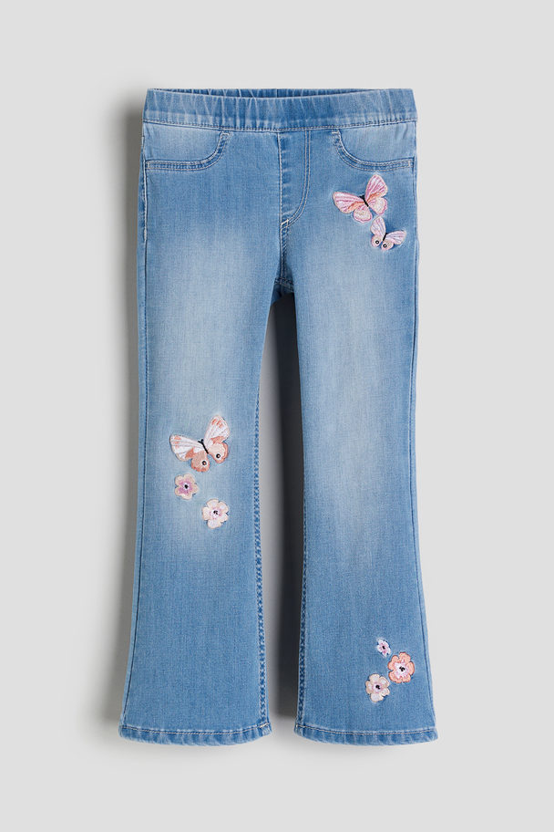 H&M Superstretch Flared Leg Jeans Helles Denim/Schmetterlinge