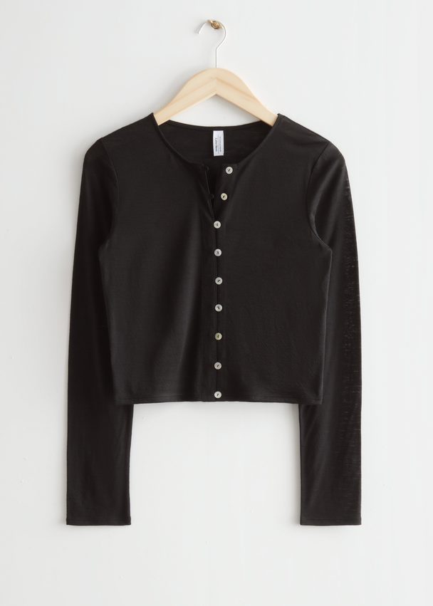 & Other Stories Fitted Shell Button Cardigan Black