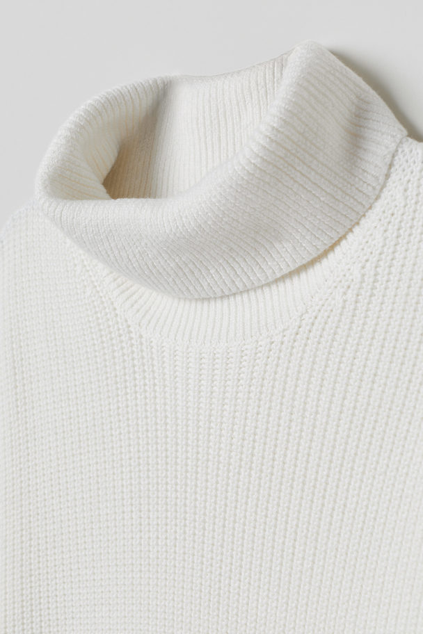 H&M Rib-knit Polo-neck Jumper White