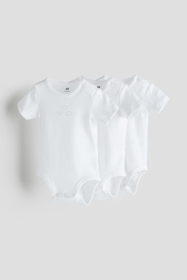 H&M 3-pack Cotton Jersey Bodysuits White/clouds