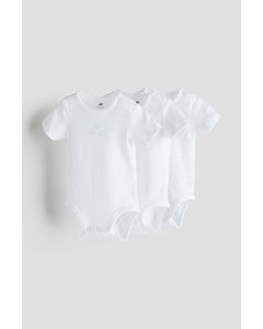 3-pack Cotton Jersey Bodysuits White/clouds