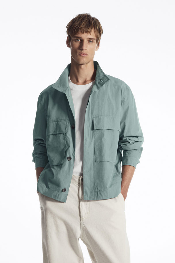 COS Lightweight Utility Overshirt Turquoise